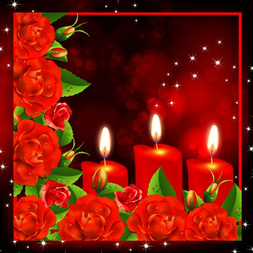,     -   / Candles, champagne and red roses - vector stock
