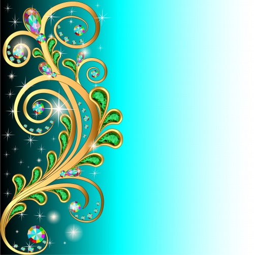 Background with floral design and precious stones-vector clipart