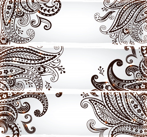 Banners with floral ornaments - vector clipart