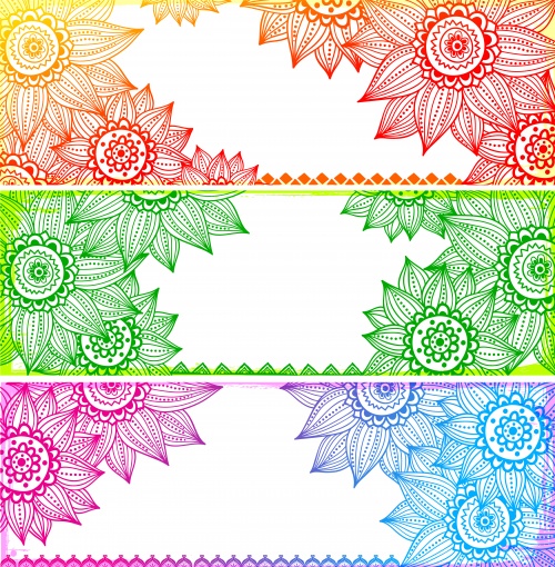 Banners with floral ornaments - vector clipart