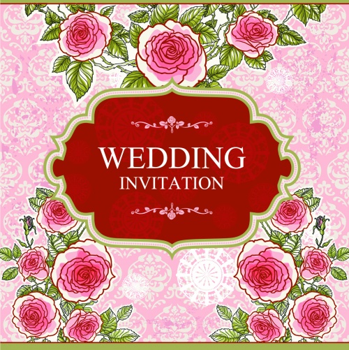 Floral Wedding Invitations Vector
