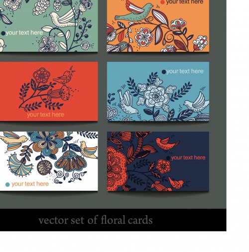 Set of colorful floral cards