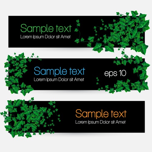        / Green leaves banners in vector