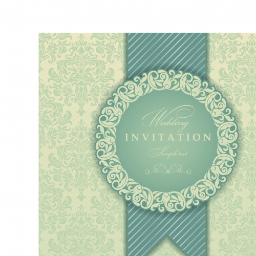     3 | Vintage wedding invitation card vector set 3