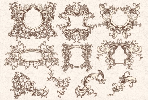 Designtnt - Vector Engraved Floral Frames