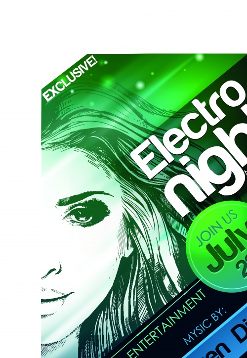     | Party poster music club electro night vector