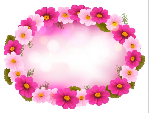       / Holiday background with colorful flowers and ribbons in vector