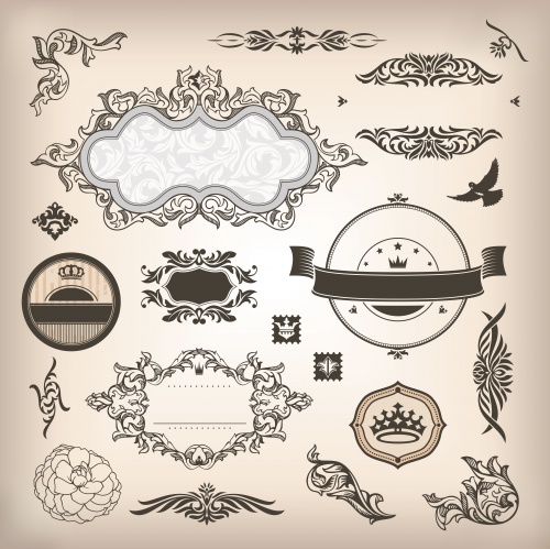      / Vintage elements in vector colection