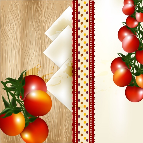        / Background for menu with tomatos and mushroom in vector
