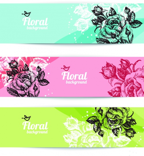 Simple Floral Banners Vector 2