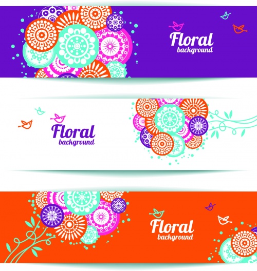 Simple Floral Banners Vector 2