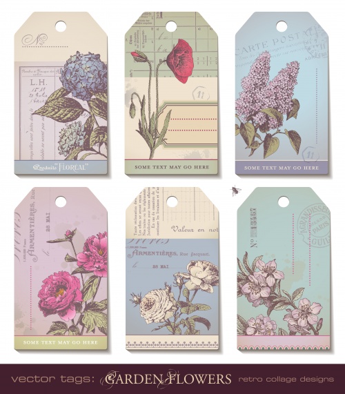         / Vintage spring and easter background with flowers in vector