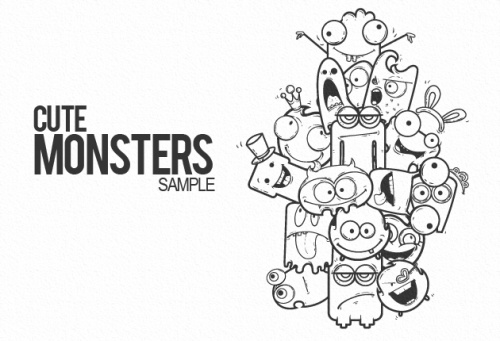 Cute monsters free vector sample