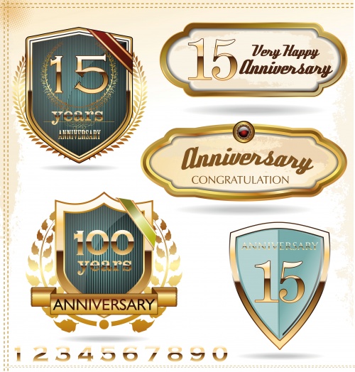        / Anniversary golden premium labels in vector