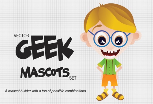 Designtnt - Geek Mascots Vector Set 1