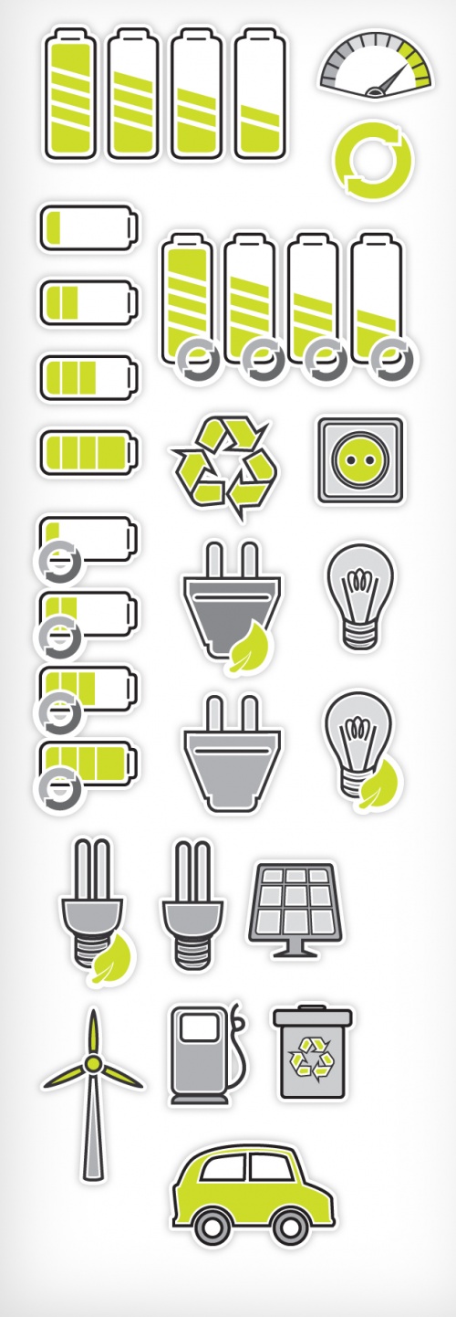 Designtnt - Vector Power Recycling Pictograms
