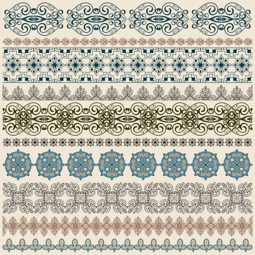      / Vintage set with ornaments in vector