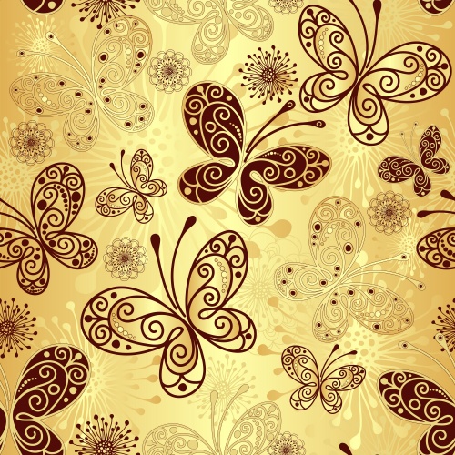       / Background with butterflies and flowers in vector