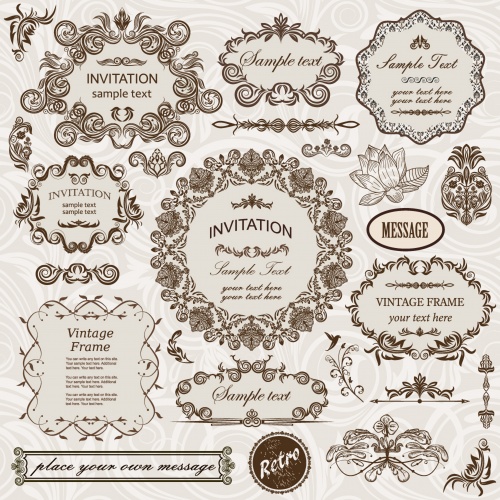 Calligraphic design elements and frames