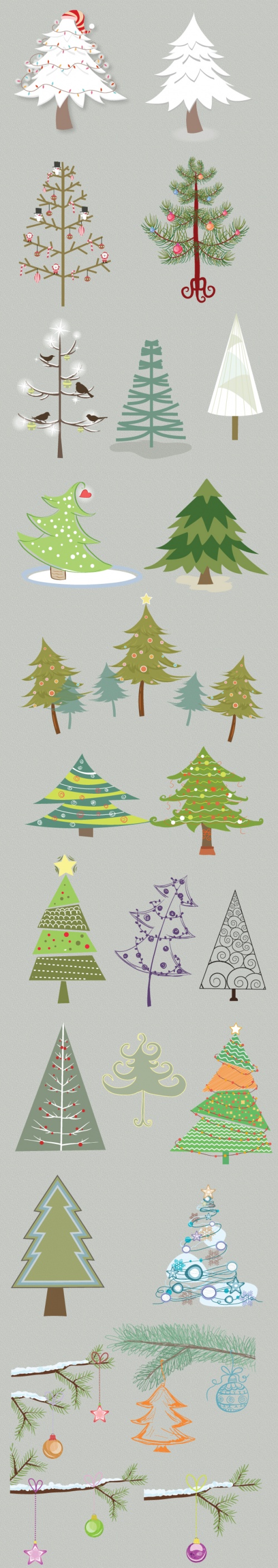 Designtnt - Christmas Trees Vector Set 1