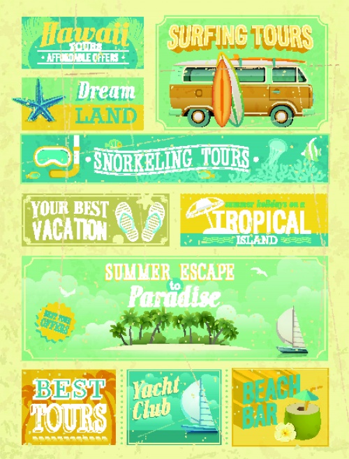      2 | Promotional poster retro style vector set 2