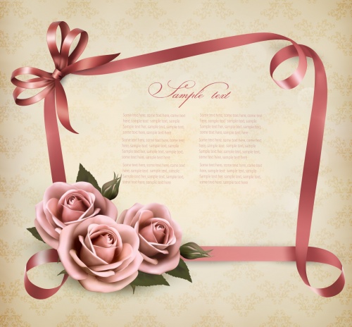 Romantic Cards with Roses Vector 3
