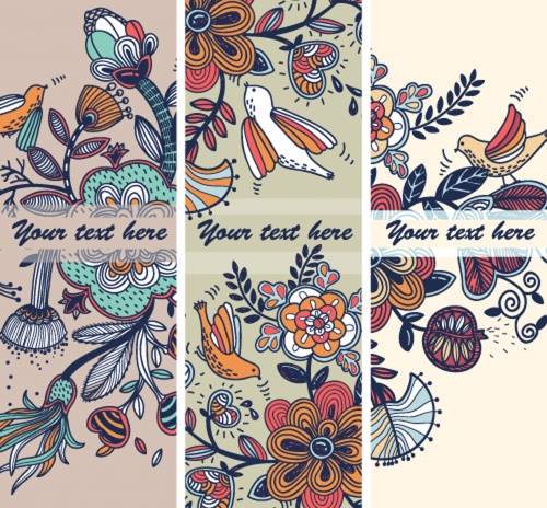 Hand drawn floral cards