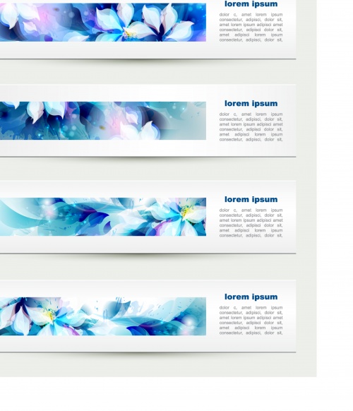 Abstract floral banners with blots