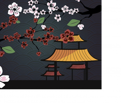 Japanese card with blossom sakura