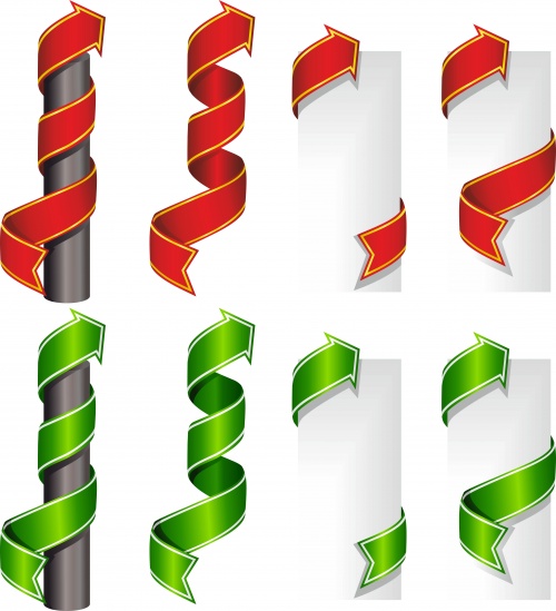     / Spring banners with ribbons in vector