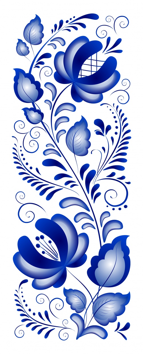        | Blue flower ornaments for a list of Easter eggs in vector