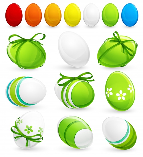     / Easter banners and eggs in vector