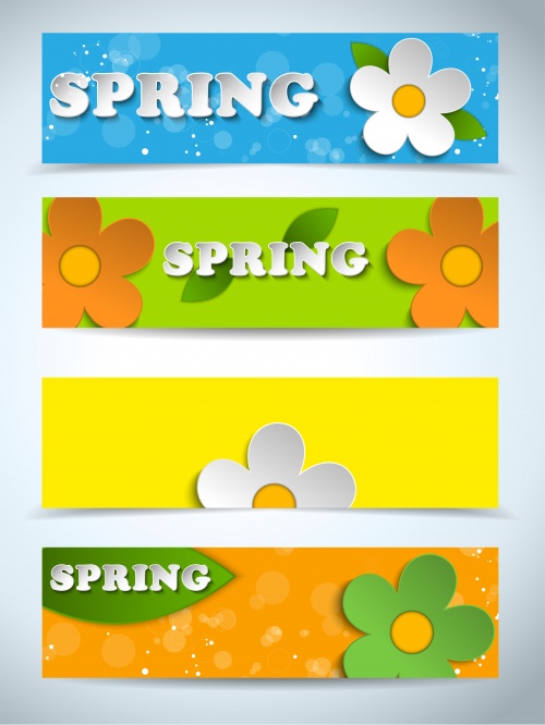        / Spring color banners with flowers in vector