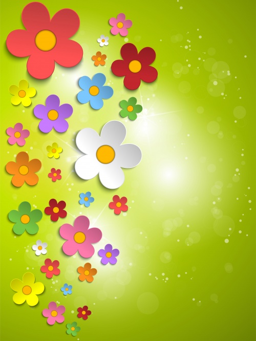        / Spring color banners with flowers in vector