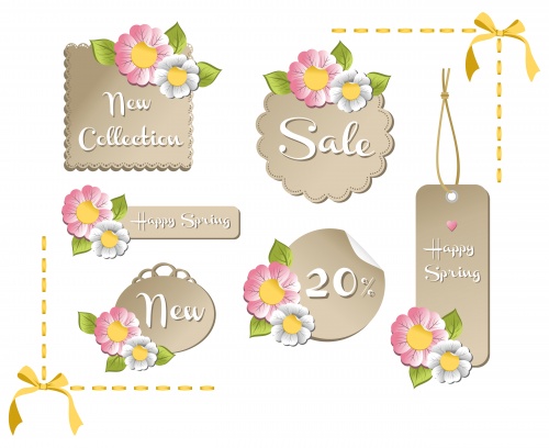     / Spring banners and labels in vector