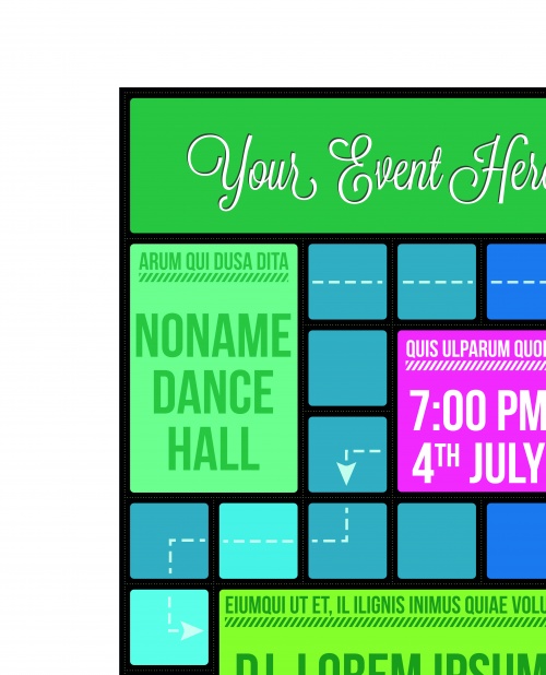     | Dance party promotional cubes flyer vector