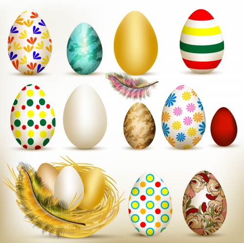      / Easter vector cards with plumelets