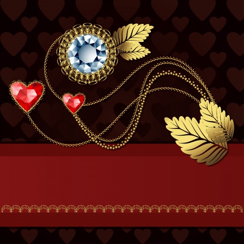 Vector festive backgrounds with jewels and a gold ornament