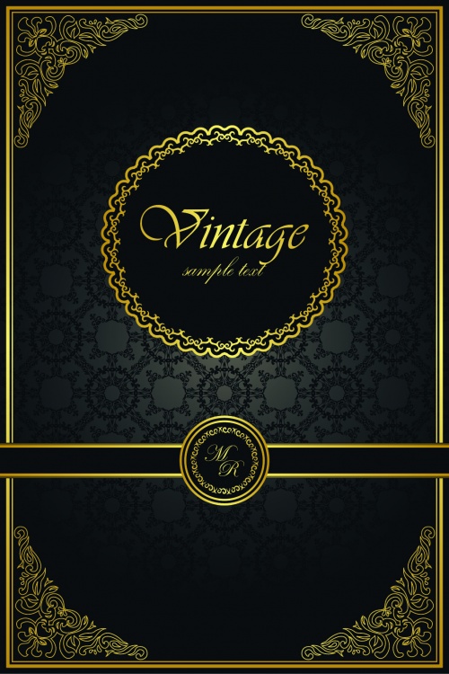 Black Elegant Vintage Cards Vector
