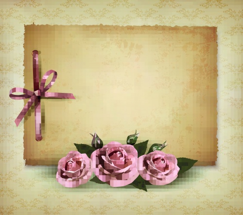      | Roses and a blank sheet of paper for text vector
