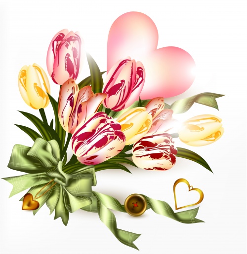 Sparkling backgrounds with tulips and heart in a vector