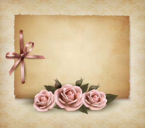 Romantic Cards with Roses Vector 2