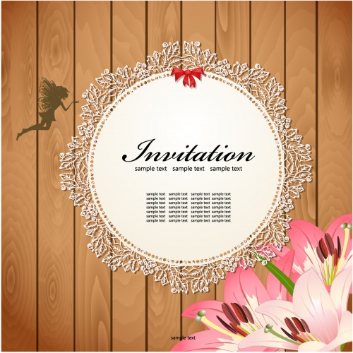 Invitations on wooden texture