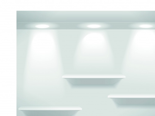      | Showcase and shelves light vector