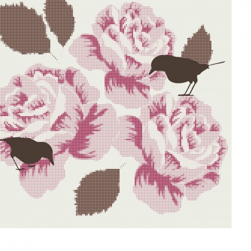 Romantic background with birds and roses