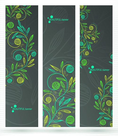 Simple Floral Banners Vector