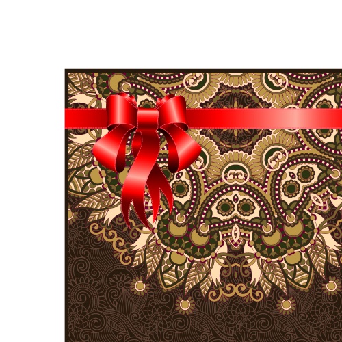 Festive background with red ribbons