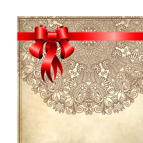 Festive background with red ribbons