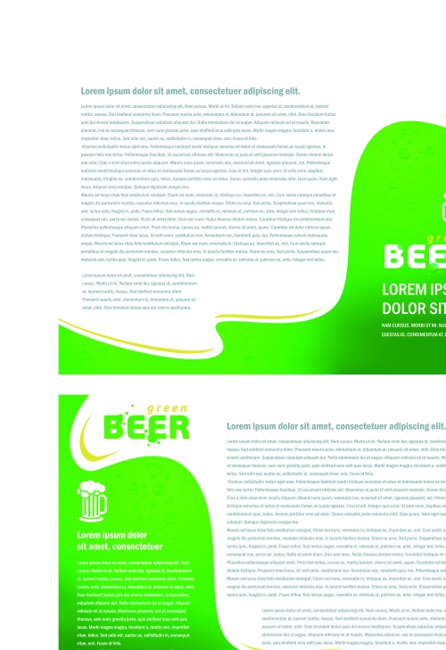        | Tri fold brochure folder card beer and juice vector