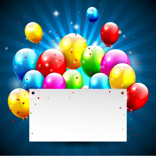    Stock: Birthday background with balloons